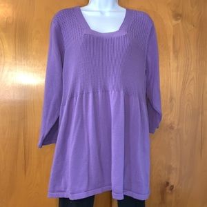 Avenue purple 3/4 sleeve cotton pullover s…